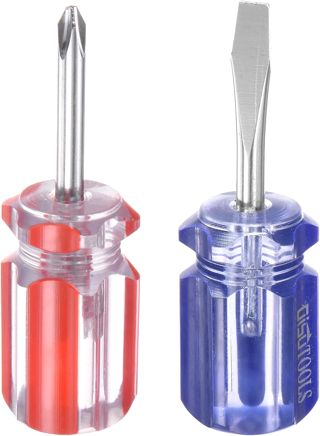 QUARKZMAN 2 Stück Kurze Schraubendreher Set PH2 Phillips SL6 Rot Blau