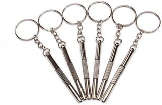 Multifunktions-Schraubendreher mit Schlüsselanhänger, 3-in-1, Flach, Kreuz und Sechskant, 60mm, für Brillen, Uhren und Elektronikgeräte (35)