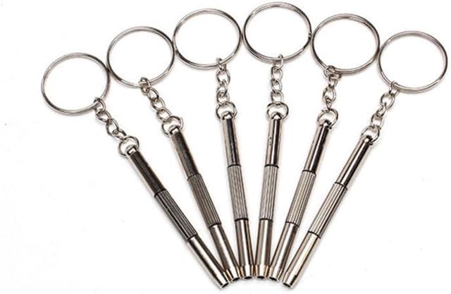 Multifunktions-Schraubendreher mit Schlüsselanhänger, 3-in-1, Flach, Kreuz und Sechskant, 60mm, für Brillen, Uhren und Elektronikgeräte (35)