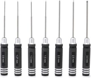 QWORK® 7 Teiliges RC sechskant schraubendreher Set, RC werkzeug set, für RC Autos, Boote, Renndrohnen, Roboter, 0.9mm 1.27mm 1.3mm 1.5mm 2.0mm 2.5mm 3.0mm