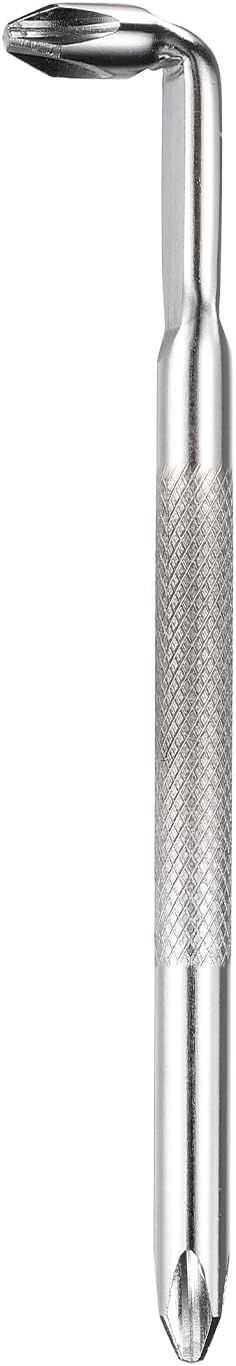 QUARKZMAN Winkel-Schraubendreher PH2/PH2 Rechtwinklig 90 Grad Schraubendreher Doppelseitig L-Form 105 mm Länge Handwerkzeug Für Reparatur Silber