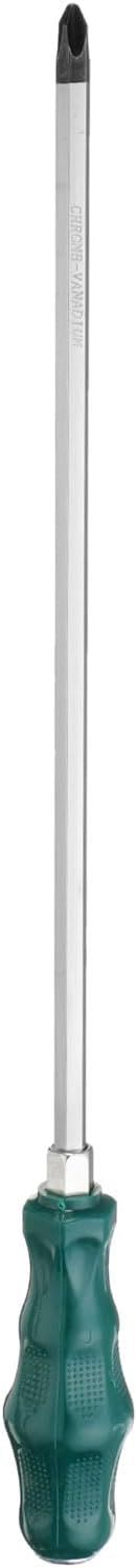 QUARKZMAN PH3 Phillips Schraubendreher 400mm Länge Schraubenzieher Magnetische Abbruch-Screwdriver CR-V mit Ergonomischem Griff für DIY-Reparaturen, Grün