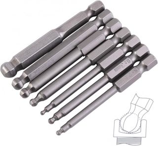 7 Stück 65mm Kugelkopf Sechskant Schraubendreher Bit 1/4" S2 Magnetischen Innensechskant Schraubendreher Satz 2/2,5/3/4/5/6/8mm Ball End Hex Schraubendreher Innensechskantschlüssel Set