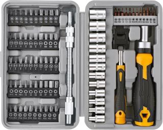Hi-Spec 79-teiliges Schraubendreher-Set mit Bits, 1/4" Steckschlüssel & Griff – Inkl. Torx, Sicherheits-Sechskant, Präzisionsbits & Koffer – Flexibel & Vielseitig