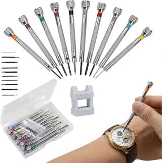 10 teiliges 0.6mm-2mm Uhrmacher Schraubendreher Set mit Entmagnetisierer