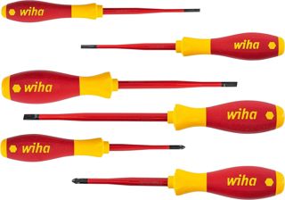 Wiha Schraubendreherset SoftFinish slimFix (35389), 6 teilig, Schraubenziehersatz VDE Elektriker, isoliert 1000v, Schlitz/Kreuz