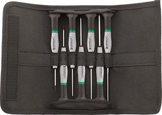STAHLWILLE Nr. 4797 l Elektronikschraubendreher Set 7-teilig l für Schlitz- und Kreuzschlitzschrauben (PH) l in robuster Rolltasche l Made in Germany
