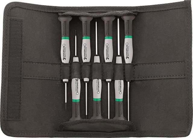 STAHLWILLE Nr. 4797 l Elektronikschraubendreher Set 7-teilig l für Schlitz- und Kreuzschlitzschrauben (PH) l in robuster Rolltasche l Made in Germany