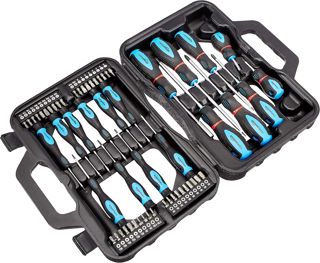 Amazon Basics Schraubendreher-Set, 58 Stück, Präzisions-Schlitze, Kreuzschlitz, Torx, Schwarz