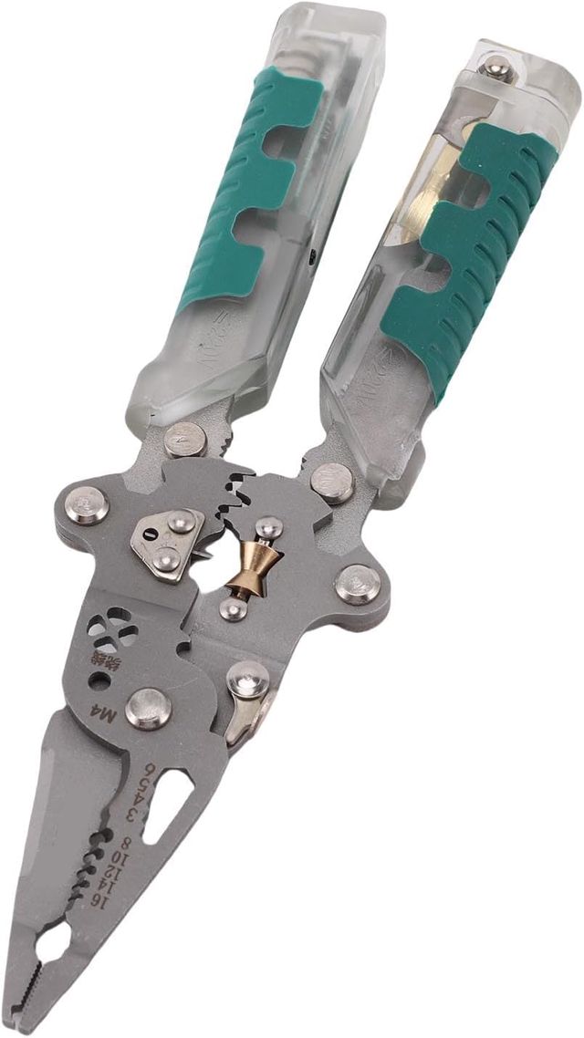 Luocute Klappdrahtstripper Multitool 20 in 1 Elektrische Zange Stripper, Werkzeug für Elektrische Testzellen Zum Streifen von Crimping mit Stromversorgungswarnung, Tragbar für den