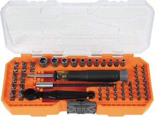 Klein Tools 32787 64-teiliges Mikro-Ratschen-Bit-Präzisions-Schraubendreher-Set mit modularem Gehäuse, magnetisch, Präzision, Standard-Bits und Mutterndrehern