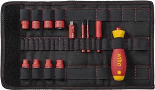 Wiha Schraubendreher und Steckschlüsseleinsatz 1/4" Set slimVario electric gemischt 14-tlg. inkl. Falttasche