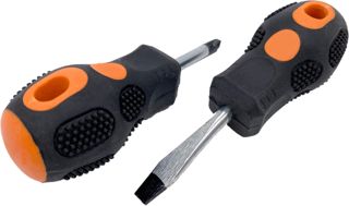 Schraubendreher KURZ 2er Set Schraubenzieher, Kreuzschlitz & Schlitz, Magnetisch klein breit Kreuz Elektriker Stubby Vergaserschraubendreher