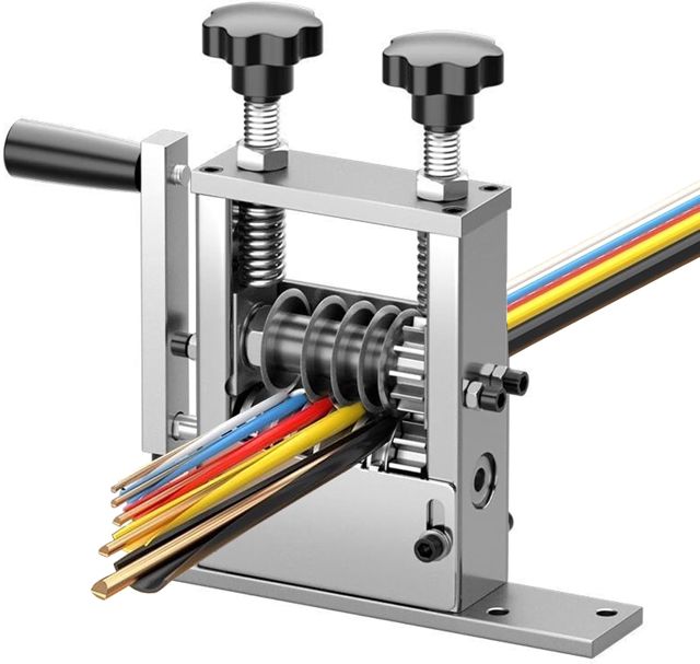 Kabelschälmaschine, Abisoliermaschine für 1-17 mm Kabel, 6 Kanal Automatische Kabel Abisolierwerkzeug mit 5 Klingen, Manuelle Kabelabisoliermaschine für Abfalldraht Einadriger Drah (Schwarz)