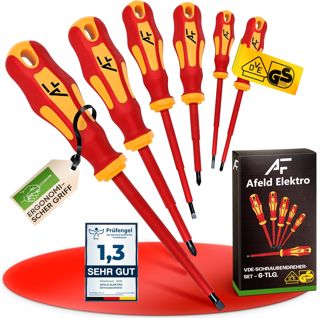 VDE Schraubendreher Set Elektriker 1000V, 3 Kreuz + 3 Schlitz