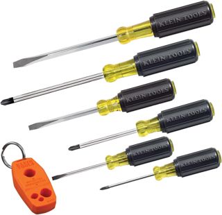 Klein Tools 85146 Schraubendreher-Set mit Magnetisierer/Entmagnetisierer für magnetische Spitzen, 3 Schlitz, 3 Kreuzschlitz, Heimwerkeinsatz, 7-teilig