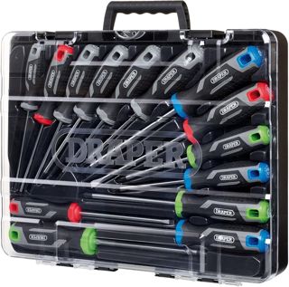 Draper 14-teiliges Schraubendreher-Set mit weichem Griff und Draper TX-Star® – 13437 – magnetische Spitzen, CRV-Klingen