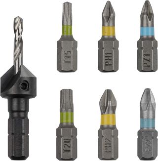 wolfcraft Flipbit Starterset, 5-tlg. I 3082000 I Duale Werkzeughalterlösung zum Bohren, Senken und Verschrauben