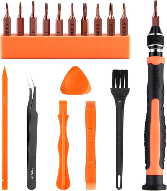 ASTARON 17-in-1-Schraubendreher-Set für MacBook, Reparatur-Werkzeugsatz mit T3 T4 T5 T6 T8 P2 P5 PH000 Ph00 Y00 magnetischem Torx-Bit und Öffnungswerkzeug für Laptop, MacBook Air und Pro, Xbox, PS4