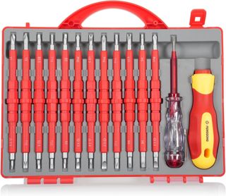 Isoliertes Schraubendreher-Set 500 V, 12-teilig, isolierter Schraubendreher mit Doppelkopf und rutschfester Grifffläche, hochwertiges All-in-One professionelles Schraubendreher-Set mit Prüfstift
