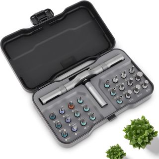 Ratschenschraubendreher Set, 24-in-1 Multi-Bit Schraubendreher Set mit T-Griff, 58-Zahn Vorwärts & Rückwärtsratschenkonstruktion, Magnetisch Reparaturwerkzeugsatz für Professionell Heimwerkerarbeiten