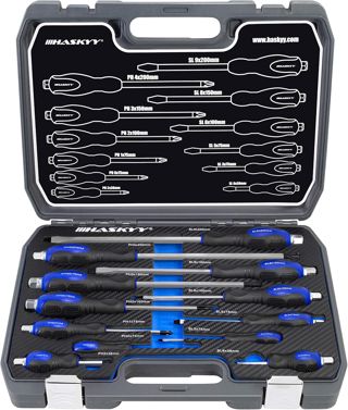 HASKYY Schraubendreher Set 12-tlg – mit Schlagkappe & durchgehender Klinge – magnetisch – Kreuz Schlitz Schraubendreher Set – Profi Werkzeug