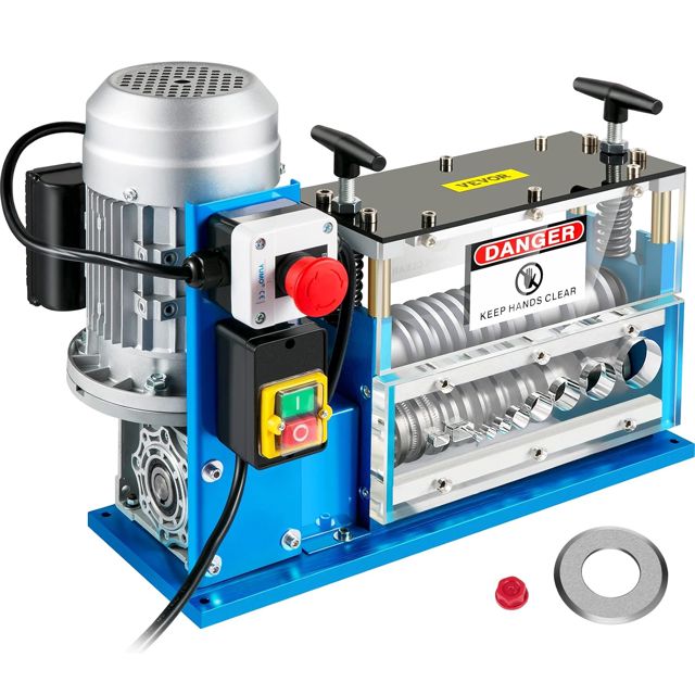 VEVOR Elektrische Abisoliermaschine, 370 W, 1,5 mm-38 mm, Kabelabisoliermaschine, Kabel Abisolierwerkzeug, 11 Kanäle 10 Klingen zum Recycling von Kupferdrähten/Entfernen, Isolierung aus Kunststoff