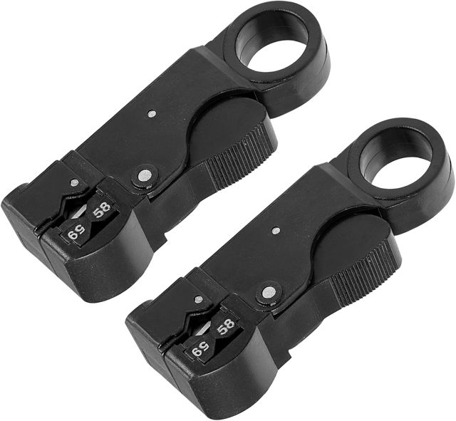 QUARKZMAN Rotierendes Koax Koaxial Kabel Abisolierzange Werkzeug für RG58/59/62/3C/4C Draht Abisolierzange Netzwerk Werkzeug Draht Zange Crimper 2 Schwarz