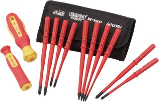 Draper 12-teiliges austauschbares Schraubendreher-Set | XP1000 extra dünn | tragbares Set mit Koffer | 70867