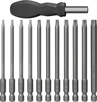 12 Stück Torx Bit Set, Torx Schraubendreher Set 100 mm magnetisch