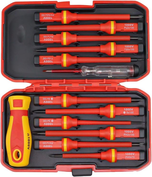 13 Stück VDE Schraubendreher Set inkl Schlitz & Torx & PH & PZ