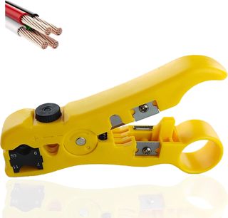 Abisolier, Abisolierwerkzeug für Koaxial- und Datenkabel, Abisolierzange mit Kabelschneider, Networking Cable Stripper with Cutter, für Netzwerk-Kabel, Ethernet-Kabel, Antennenkabel Koaxial