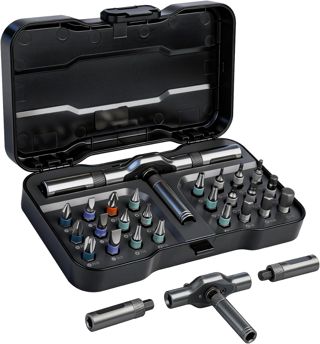 24tlg. Ratschenschraubendreher Set Magnetisch Schraubendreher Set mit Abnehmbarem Griff, Magnetic Screwdriver Set mit S2-Bits 58-Zahn-Ratsche Feinmechaniker Werkzeug für Möbel Fahrrad PC-Reparatur