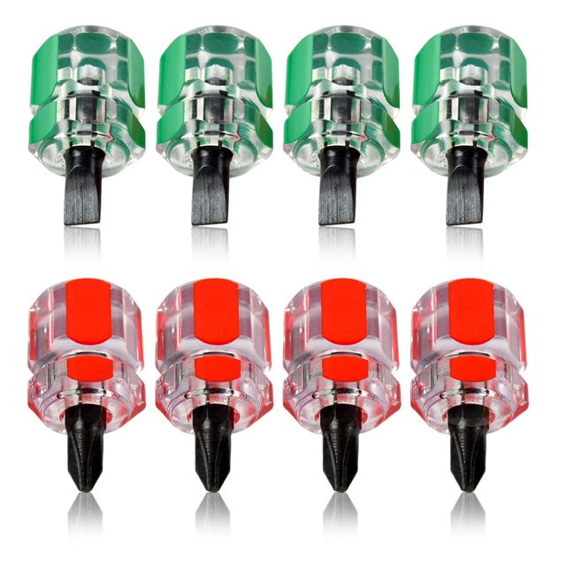 8 Stück Schraubendreher Kurz Mini Schraubendreher 0,6cm Flach Kreuzschraubendreher für DIY-Teilemontage kleine Räume Nähmaschinenwartung