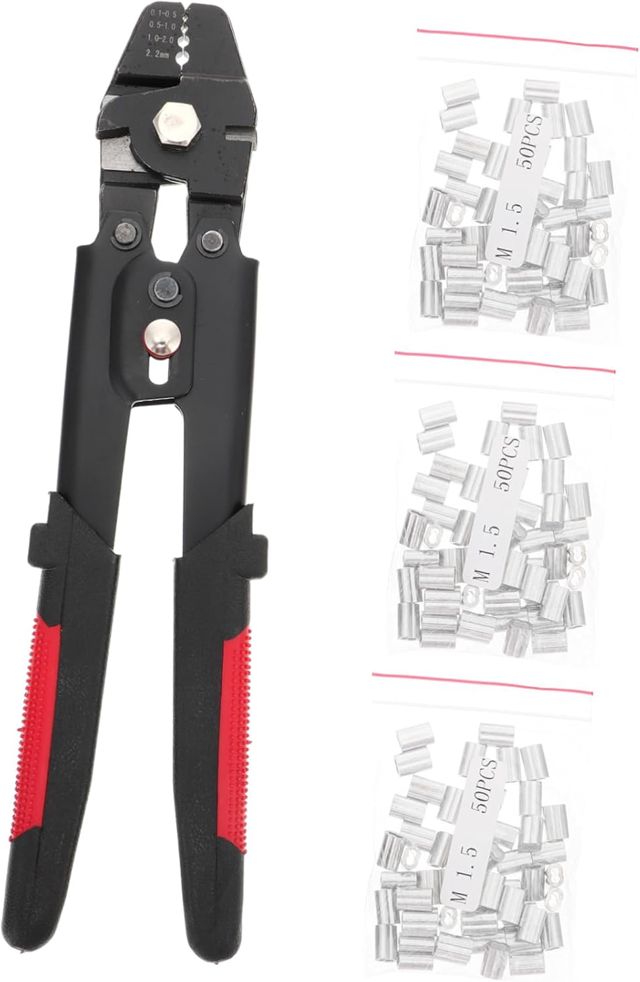 SHINEOFI Drahtseil-presszange Klemmenzange mit Abisolierzange Einziehzange aus Robuster Edelstahl für Crimpwerkzeug Angelzange für Kabel und Drahtseile