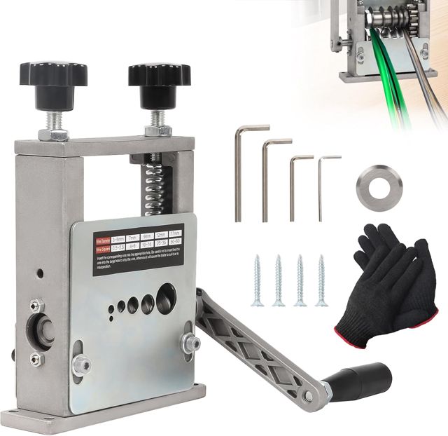 Abisoliermaschine, Kabelschälmaschine für 1-17 mm Kabel, Abisoliermaschine Manuelle Elektrisch, Kabel Abisolierer Maschine 5 Drähte Gleichzeitig Abisolieren mit Klingen (Gelb A, 6 Kanälen)
