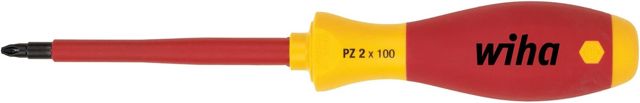 Wiha Schraubendreher SoftFinish® electric slimFix Pozidriv (35396) PZ2 x 100 mm für tiefliegende Schrauben, ergonomischer Griff für kraftvolles Drehen, Allrounder für Elektriker, VDE-geprüft, stückgeprüft