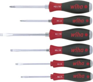 Wiha Schraubendreher Set mit Schlagkappe SoftFinish® (21251) 6 tlg. I Schraubenzieher Satz Alltag, Handwerk, Industrie I Schraubwerkzeug Schlitz/Kreuz