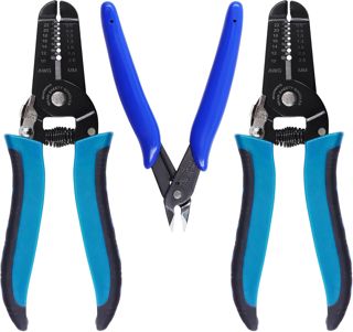 Glarks 3Pcs Wire Stripping Tool und Wire Flush Cutter Set, professionelle 10-22AWG Draht Stripper Schneidezange Edelstahl Seitenschneider, Multifunktions-Handwerkzeug für Elektronik