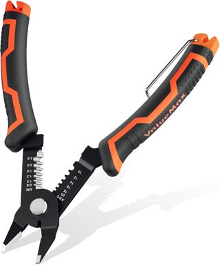 ValueMax 3-IN-1 Abisolierzange (20–10 AWG), Professionelle Abisolier-, Schneid- und Crimpzange aus Manganstahl, Kompakte Kabelzange mit TPR-Griff für Elektriker, Techniker, Heimwerker und DIY