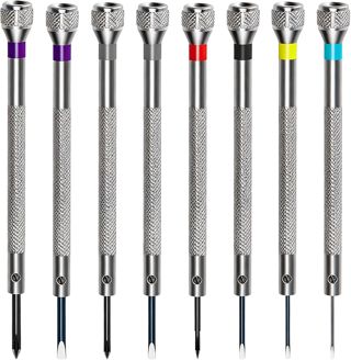 8 Stück Uhrmacher Schraubendreher,Uhren Schraubenzieher,Uhrmacher Schraubendreher Set Profi,Schmuck Brille Reparatur Screwdriver 0,6-1,6 mm,Uhrmacherschraubendreher für Uhren Brillen Reparatur.