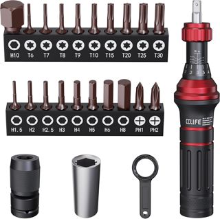 CCLIFE Drehmomentschraubendreher Set 1/4 Zoll 1-6 Nm mechanisch 20 Bits