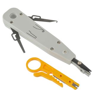 LSA Auflegewerkzeug, LSA Punch Down Tool Netzwerk Werkzeug für Netzwerkdosen, Patchfelder, Auf und Unterputzdosen, mit Mini Abisolierzange (Schwarz)