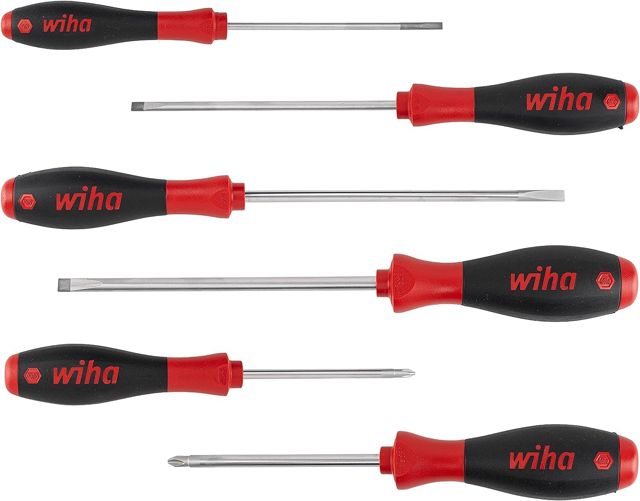 Wiha Schraubendreher Set SoftFinish® (07153) 6 tlg. I Schraubenzieher Satz für Alltag, Handwerk, Industrie I Schlitz/Kreuz