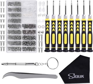 SIQUK Brillenreparaturset mit 8 in 1 Schraubendreher kleinen Schrauben und 6 Paar Nasepads, für Brillen Sonnenbrillen Uhren