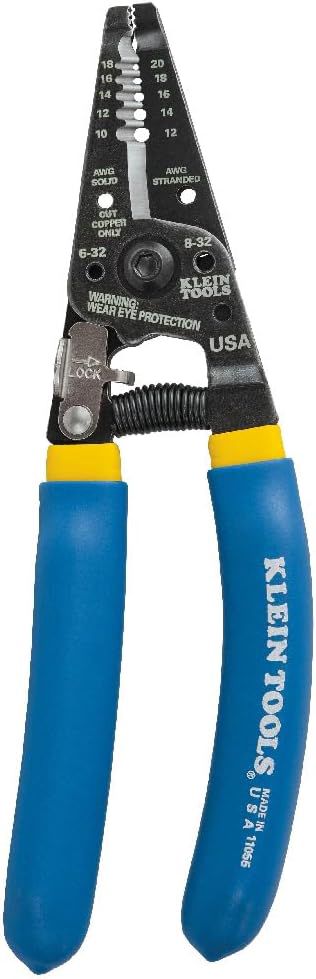 Klein Tools 11055 Abisolierzange mit Drahtschneider, 188 mm | Kupfer massiv ca. 0,82–5,26 mm², mehrdrähtig ca. 0,52–3,31 mm² | Öffnungsfeder und Verriegelung