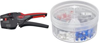 Knipex NexStrip Elektriker-Multiwerkzeug mit rutschhemmenden Kunststoff-Hüllen 190 mm 12 72 190 & Sortimentsboxen mit isolierten Aderendhülsen 97 99 906