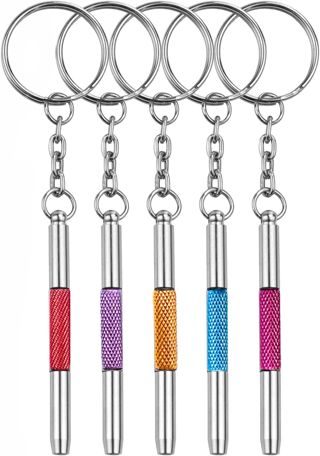 5-teiliges Brillen-Schraubendreher Reparaturset, Präzisions 4-in-1 Mini-Schraubendreher-Set – Werkzeug aus Edelstahllegierung mit Schlitz-, Kreuzschlitz- und Sechskant-Schraubendrehern (5 Farben)