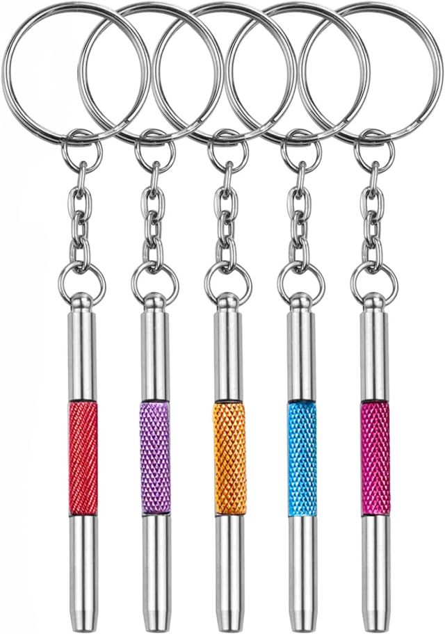 5-teiliges Brillen-Schraubendreher Reparaturset, Präzisions 4-in-1 Mini-Schraubendreher-Set – Werkzeug aus Edelstahllegierung mit Schlitz-, Kreuzschlitz- und Sechskant-Schraubendrehern (5 Farben)
