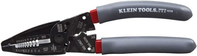 Klein Tools 1019 Klein-Kurve Abisolierzange mit Schneider und Crimper, 197 mm | Vier Crimpfunktionen | Verstärkter Kopf | Massiv ca. 0,13–5,26 mm², mehrdrähtig ca. 0,08–3,31 mm²
